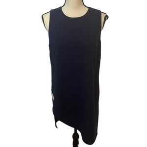 White House Black Market Navy Blue Tunic Long Top Blouse Sleeveless Sz 4